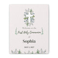 Personalized First Holy Communion Welcome Sign, Custom Eucalyptus Canvas