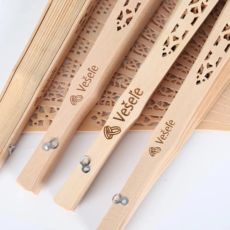 Minimalist Wood Folding Fans - Guest Favors