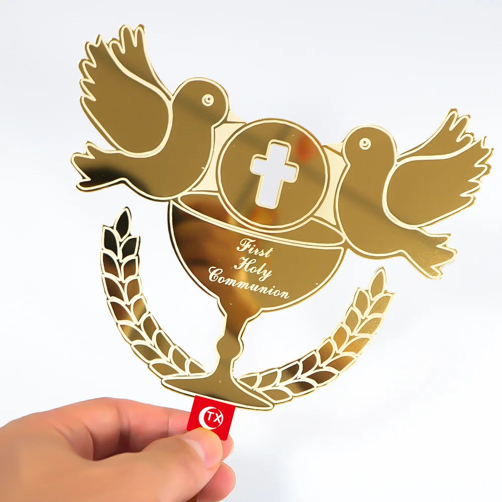 Golden Acrylic Eucharist Cake Topper