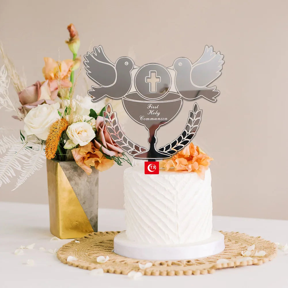 Golden Acrylic Eucharist Cake Topper